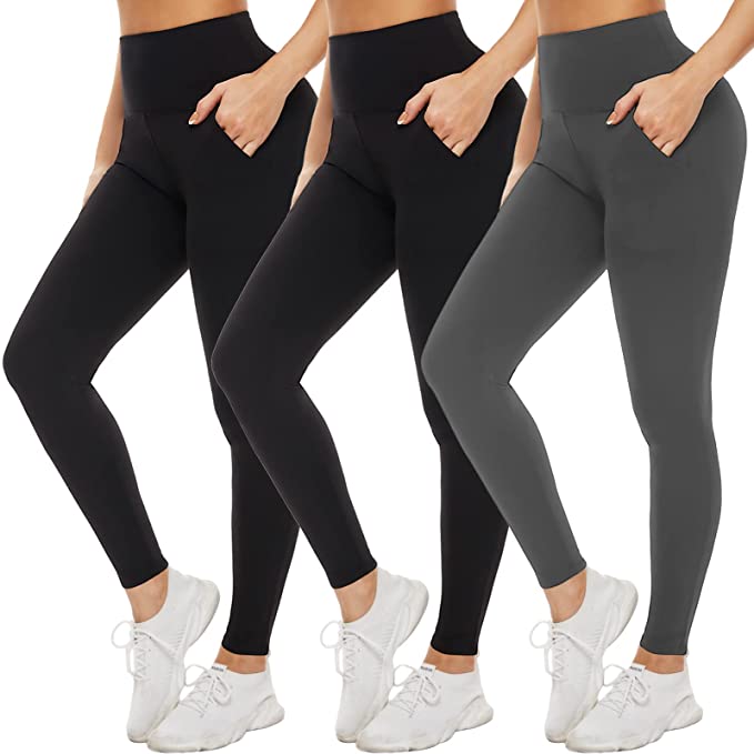 Bluemaple 3 Pack High Waisted Leggings for Women - Buttery Soft Workout Running Yoga Pants