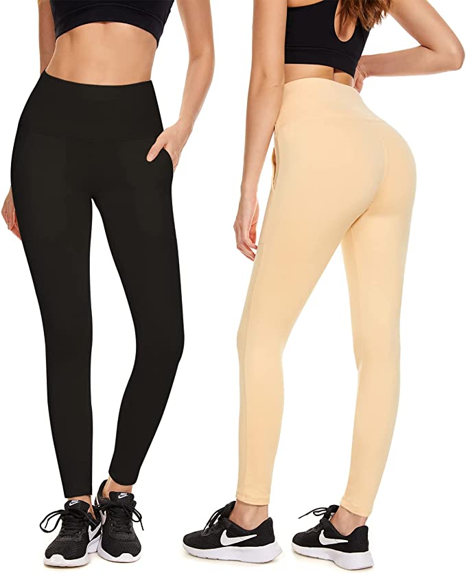 2 Pack Fleece Lined Leggings with Pockets for Women