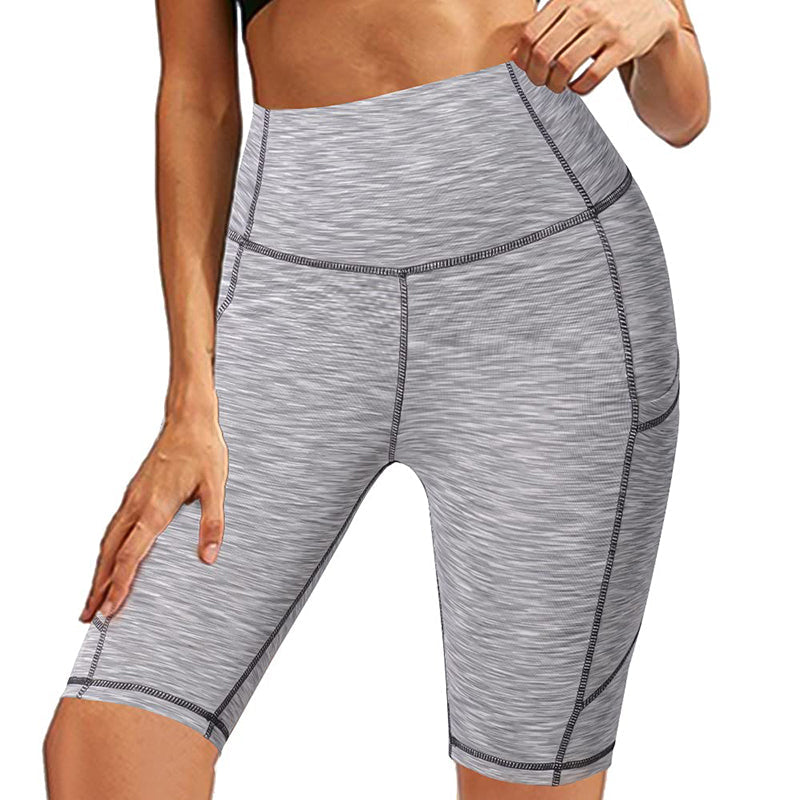 Bluemaple Womens Yoga Shorts Side Pocket High Waisted Running Leggings