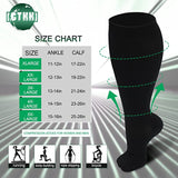 3 Pairs Black Wide Calf Compression Socks for Man and Woman (20-30 mmHG)(2XL-4XL)