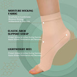 2 Pairs Beige Ankle Brace Compression Sleeve (8-15 mmHg) Open Toe Сompression Socks
