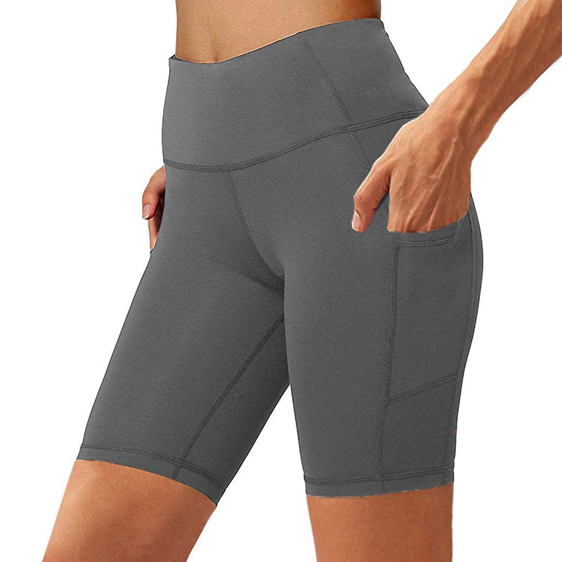 Bluemaple Womens Yoga Shorts Side Pocket High Waisted Running Leggings