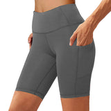 Bluemaple Womens Yoga Shorts Side Pocket High Waisted Running Leggings