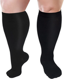 3 Pairs Black Wide Calf Compression Socks for Man and Woman (20-30 mmHG)(2XL-4XL)