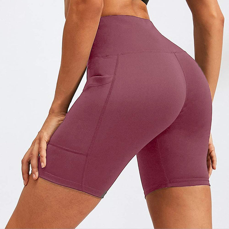 Bluemaple Womens Yoga Shorts Side Pocket High Waisted Running Leggings