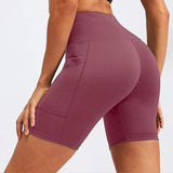 Bluemaple Womens Yoga Shorts Side Pocket High Waisted Running Leggings