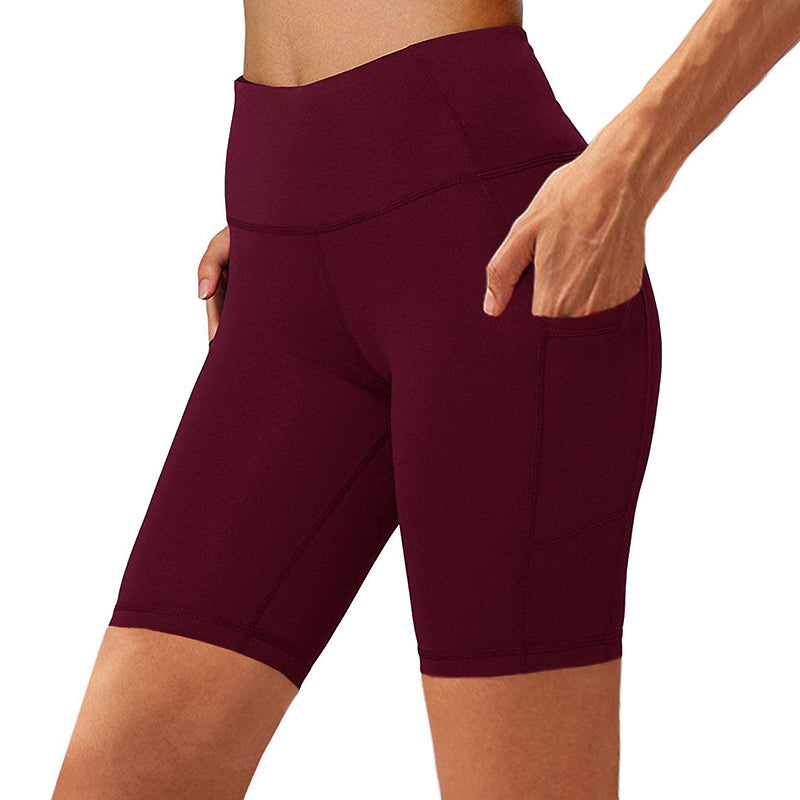 Bluemaple Womens Yoga Shorts Side Pocket High Waisted Running Leggings