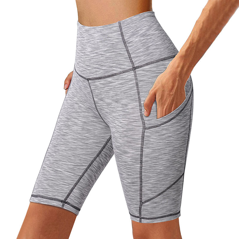 Bluemaple Womens Yoga Shorts Side Pocket High Waisted Running Leggings