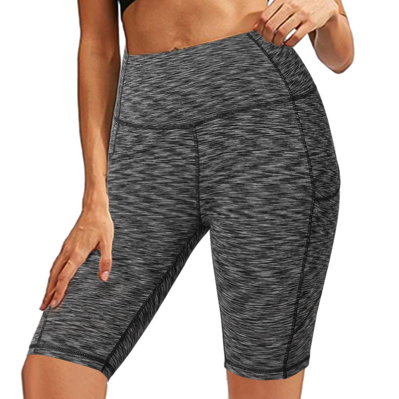 Bluemaple Womens Yoga Shorts Side Pocket High Waisted Running Leggings