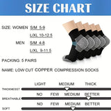 5-Pairs Athletic Ankle Low Cut Compression Socks (8-15 mmHg)