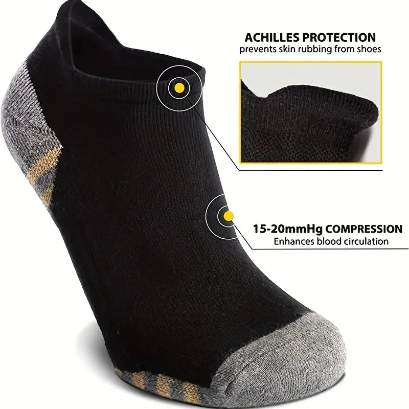 5-Pairs Athletic Ankle Low Cut Compression Socks (8-15 mmHg)
