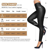 1 Pack Matte Faux Leather Leggings for Women Tummy Control Stretch Fleece Lined Leggings High Waisted Black Pleather Pants