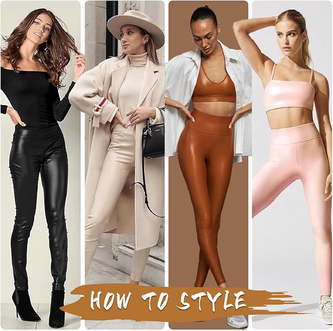 Womens Sexy Leather Leggings PU High Waist Butt Lifting Cotton Pants Stretchy Fa Womens Sexy Leather Leggings PU High Waist Butt Lifting Cotton Pants Stretchy Fa