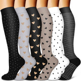 6 Pairs Colorful Compression Socks (15-20 mmHG) for Man and Woman