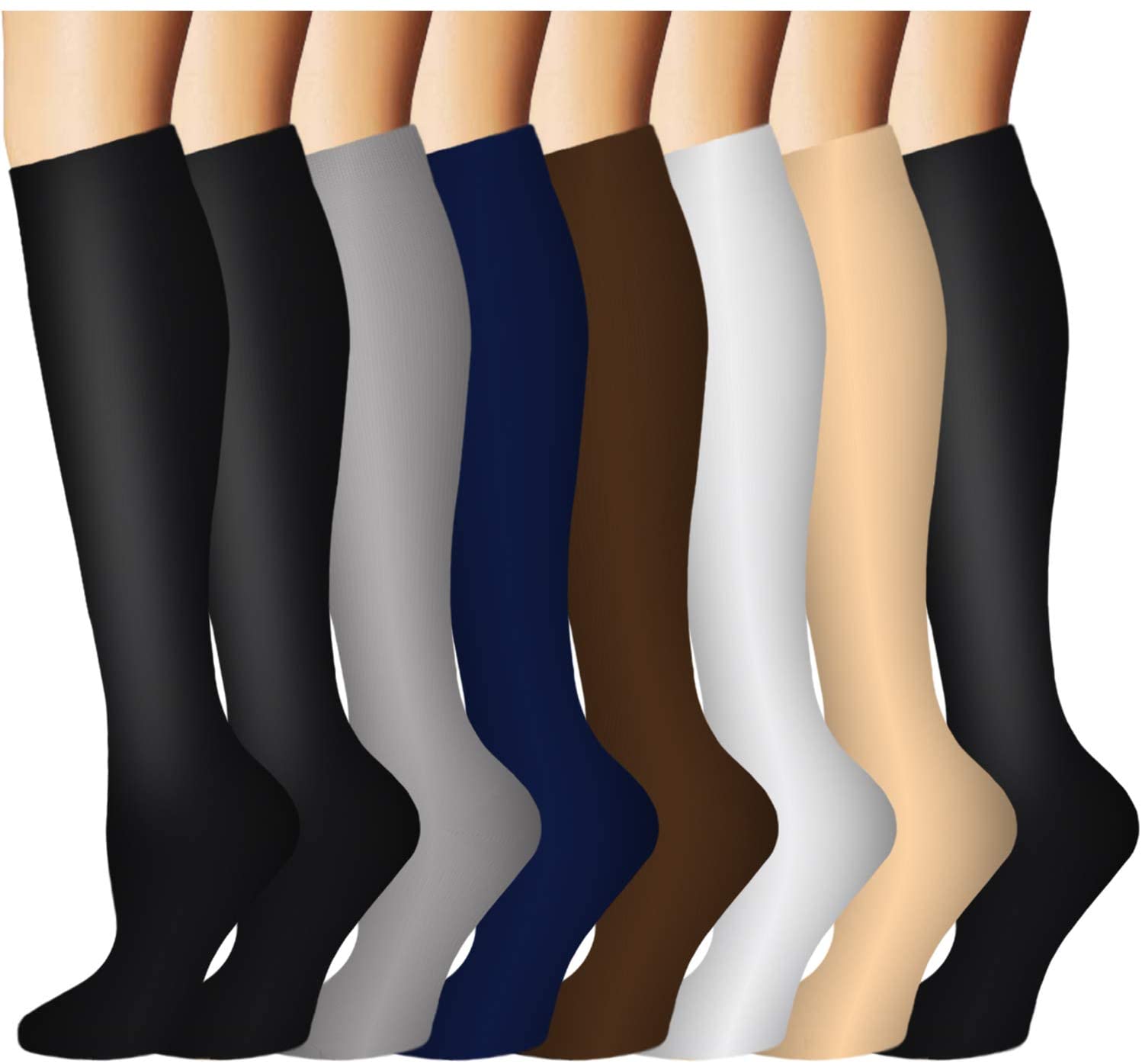 4 Pairs Compression Socks for Men and Women 20-30 mmHg Compression Stockings  