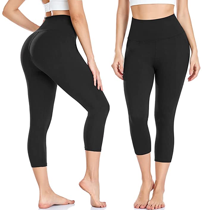 Bluemaple 3 Pack High Waisted Capri Leggings for Women - Buttery Soft Workout Running Yoga Pants
