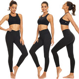 Bluemaple 1 Pack Black V Cross Leggings for Women - Buttery Soft Workout Running Yoga Pants
