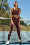 Bluemaple 1 Pack Brown V Cross Leggings for Women - Buttery Soft Workout Running Yoga Pants