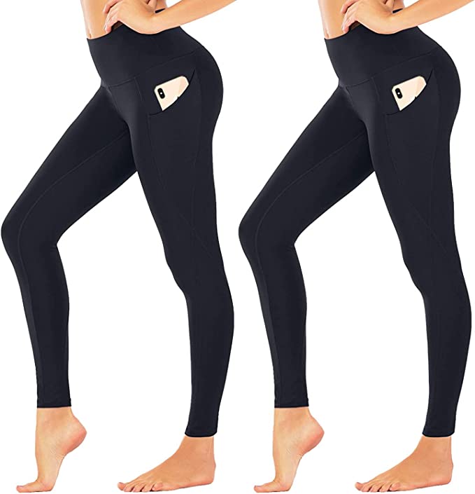 Bluemaple 2 Pack Leggings with Pockets for Women-High Waisted Yoga Pants