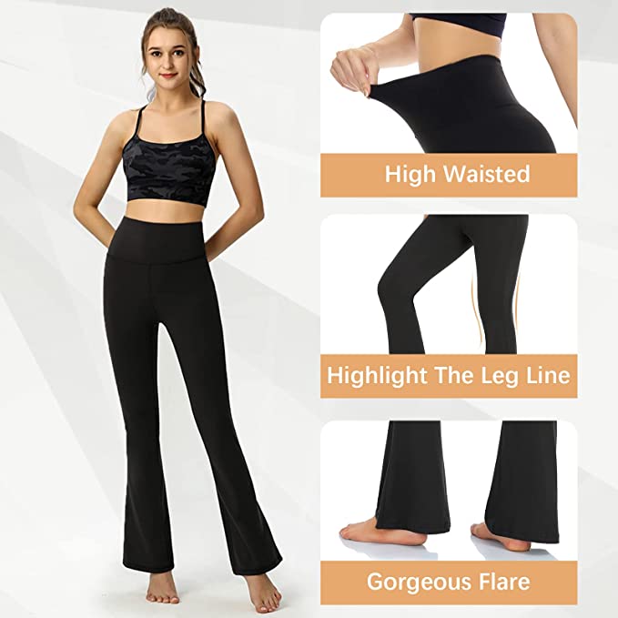 High Waisted Flared Leggings for Women Tummy Control Flared