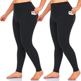 Bluemaple 2 Pack Plus Size Pockets Womens Leggings High Waisted Yoga Pants