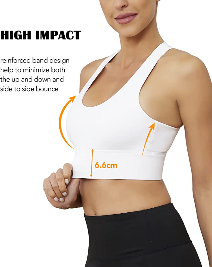Bluemaple Sports Bras for Women - High Support Impact Strappy Criss-Cross Back Padded Bra for Running Yoga Workout