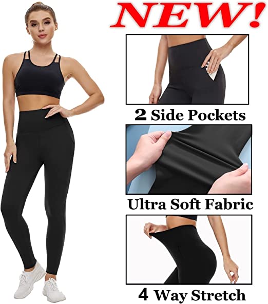 Fullsoft 2 Pack Womens Yoga Leggings Buttery Soft High Waisted Tummy Control  Pants