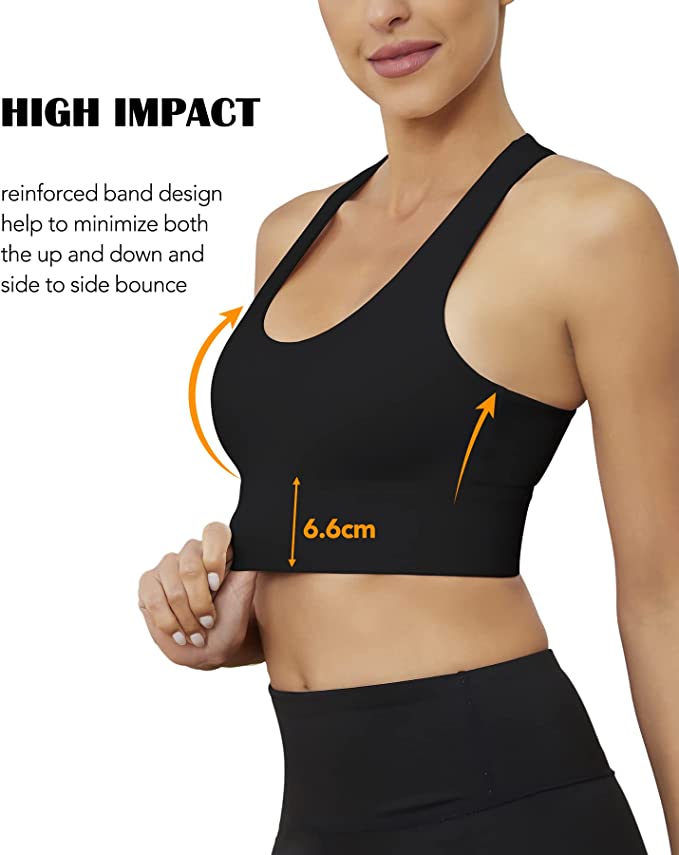 Bluemaple White High Impact Support Sports Bras for Women Racerback Padded  Yoga Bra for Workout Running Fitness