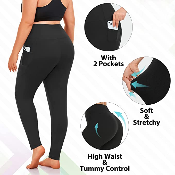 NEW YOUNG 3 Pack Capri Leggings for Women with Pockets-High Waisted Tummy  Control Workout Gym Yoga Pants Black : : Clothing, Shoes 