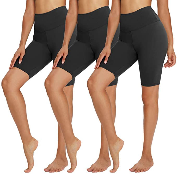 Bluemaple 3 Pack Biker Shorts for Women – 8" Buttery Soft High Waisted Yoga Cycling Workout Shorts