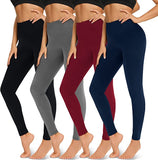 Bluemaple 4 Pack Womens Leggings - High Waisted Black Soft Tummy Control Workout Running Yoga Pants