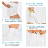 Bluemaple White Women Pleated Flare Tennis Skorts With Pockets Shorts Golf Skirt