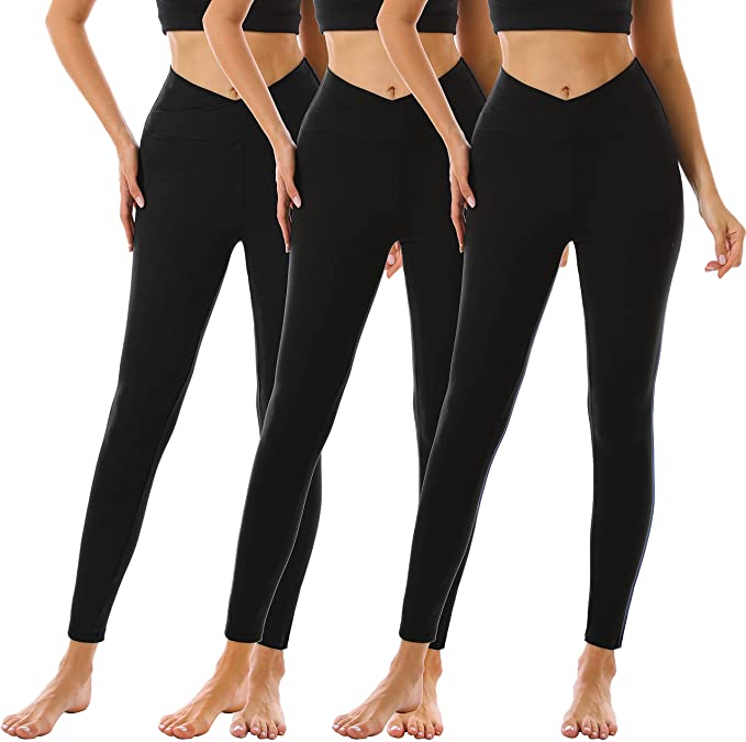 Bluemaple 3 Pack Crossover Leggings for Women-Yoga Pants