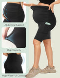 Bluemaple  Maternity Yoga Shorts Over The Belly Comfy Biker Workout Running Summer Active Pregnancy with Pockets