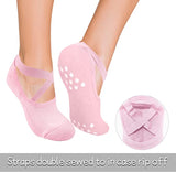 Bluemaple Black/Grey/Pink Grip Socks Yoga Socks with Grips for Women and Men