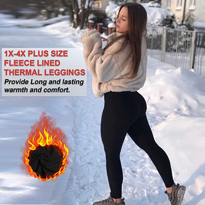 2 Pack Plus Size Fleece Lined Leggings Women-1X-4X High Waist Winter T –  Bluemaple