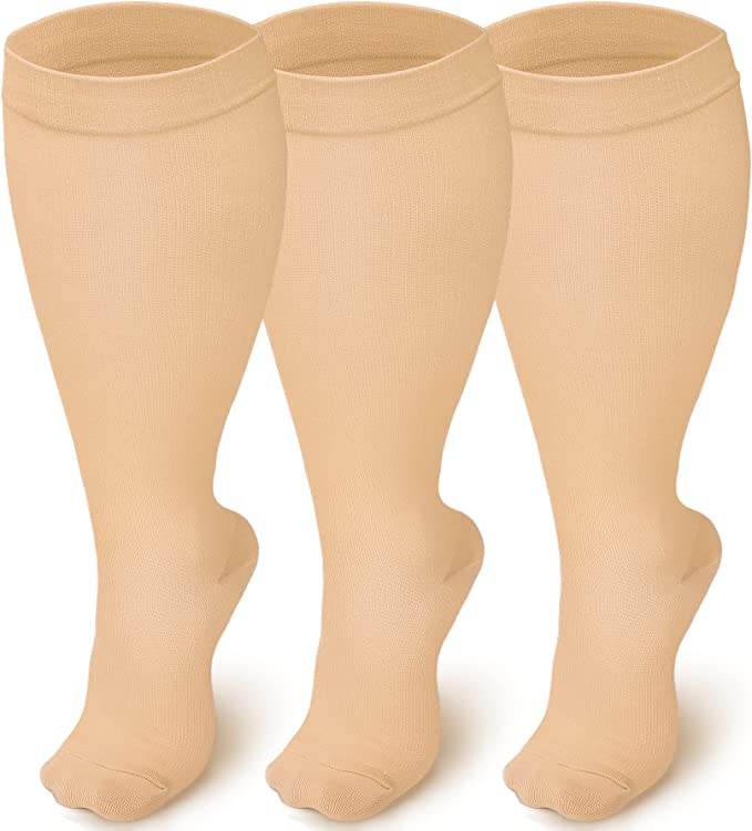 3 Pairs Compression Socks for Men Women (15-20 mmHg), Knee High